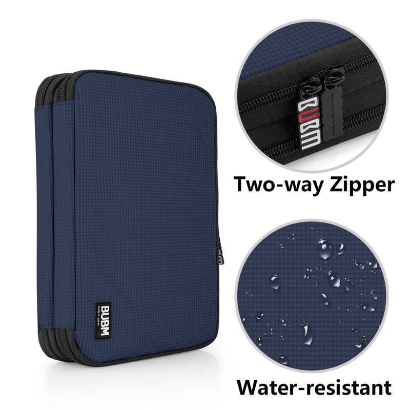 BUBM Double Layer Electronic Accessories Organizer, Travel Gadget Bag for Cables, USB Flash Drive, Plug and More, Perfect Size Fits for iPad Mini (Medium, Dark Blue) - Image 5